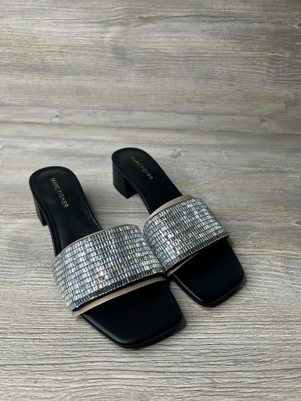 NIB Marc Fisher Casaly SlipOn Embellished Black Leather Size 7.5
